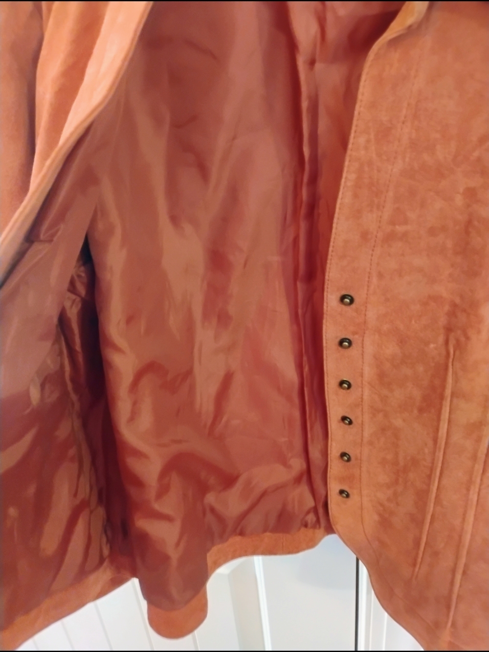 Vintage Women's 100 Percent Suede Leather Rust Cognac Button Front Jacket XLG - Picture 9 of 16